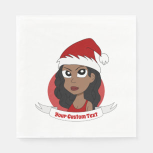 Junge Frau Weihnachts-Cartoon Serviette