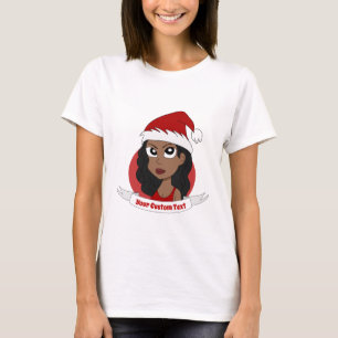 Junge Frau Weihnachts-Cartoon T-Shirt