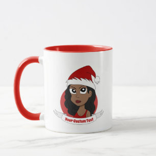 Junge Frau Weihnachts-Cartoon Tasse