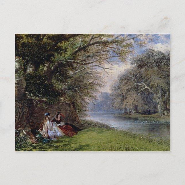 Junge Frauen am Fluss Postkarte (Vorderseite)