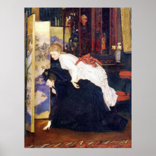 Junge Frauen betrachten japanische Objekte Poster