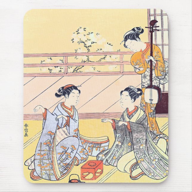 Junge Frauen, die Kitsune-Ken spielen Mousepad (Vorne)