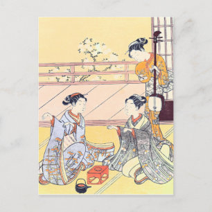 Junge Frauen, die Kitsune-Ken spielen Postkarte