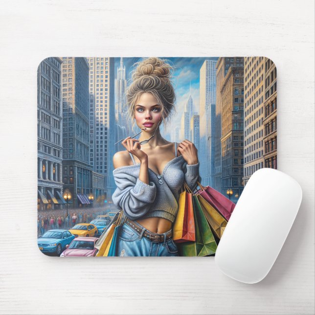 Junge Frauen kaufen in der großen Stadt Mousepad (Mit Mouse)