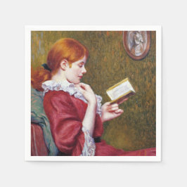 Junge Frauen mit rotem Haar lesen ein gutes Buch Serviette