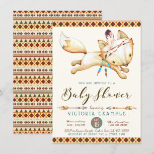 Junge Fuchs Stammes- Aztec-Baby-Shower-Einladungen Einladung