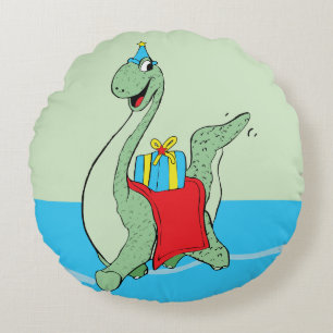 Junge, Geburtstag Dinosaurier Rundes Kissen