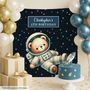 Junge GeburtstagsBackground mit Astronaut Teddy Be Wandteppich