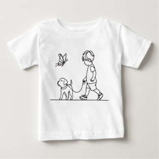 Junge geht seinem Hundewelpen spazieren Baby T-shirt