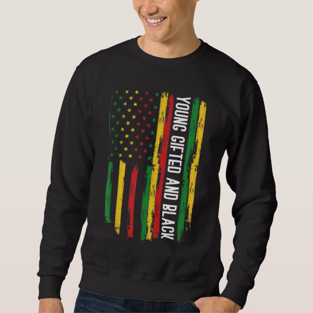 Junge Geschenkte und schwarzer amerikanischer Stol Sweatshirt (Vorderseite)