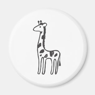 Junge Giraffe in Schwarz-Weiß-Zeichnung Magnet