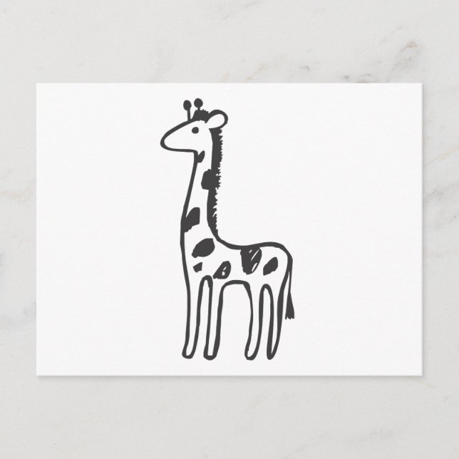 Junge Giraffe in Schwarz-Weiß-Zeichnung Postkarte (Vorderseite)