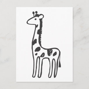 Junge Giraffe in Schwarz-Weiß-Zeichnung Postkarte