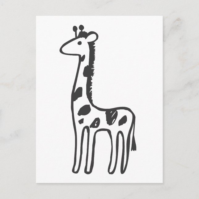 Junge Giraffe in Schwarz-Weiß-Zeichnung Postkarte (Vorderseite)