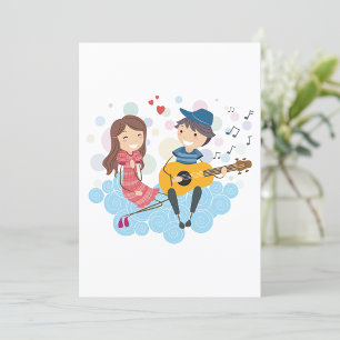 Junge Gitarre spielen für Girl Liebe und Music Einladung