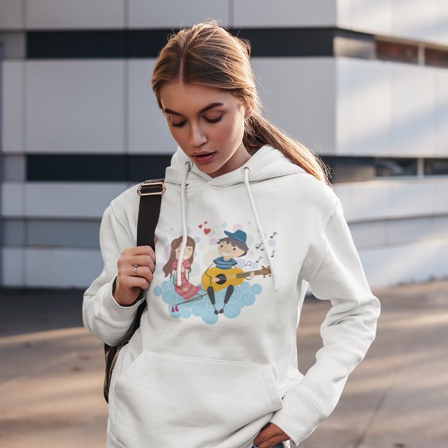 Junge Gitarre spielen für Girl Liebe und Music Hoodie (Von Creator hochgeladen)