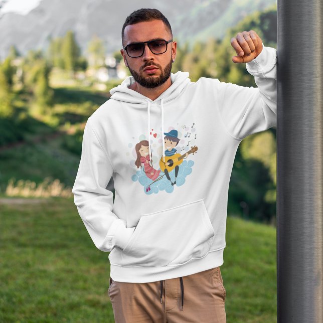 Junge Gitarre spielen für Girl Liebe und Music Hoodie (Von Creator hochgeladen)
