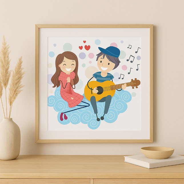 Junge Gitarre spielen für Girl Liebe und Music Poster (Von Creator hochgeladen)