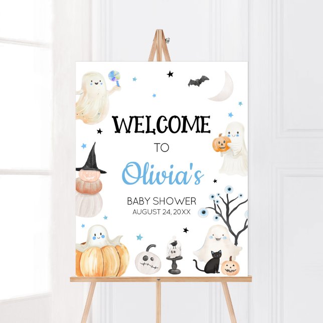 Junge Halloween Little Boo Baby Dusche Willkommen Poster (A Little Boo Baby Shower Welcome Sign)