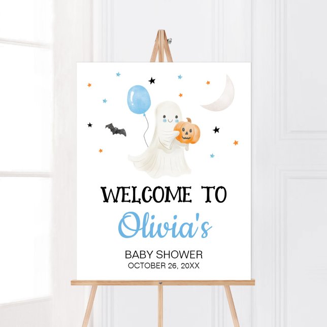 Junge Halloween Little Boo Baby Dusche Willkommen Poster (A Little Boo Baby Shower Welcome Sign)