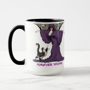 Junge Hexe und Katze Art Nouveau T-Shirt für immer Tasse