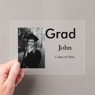 Junge hinzufügen Name Datum Jahr Text QR Graduieru Acryleinladungen