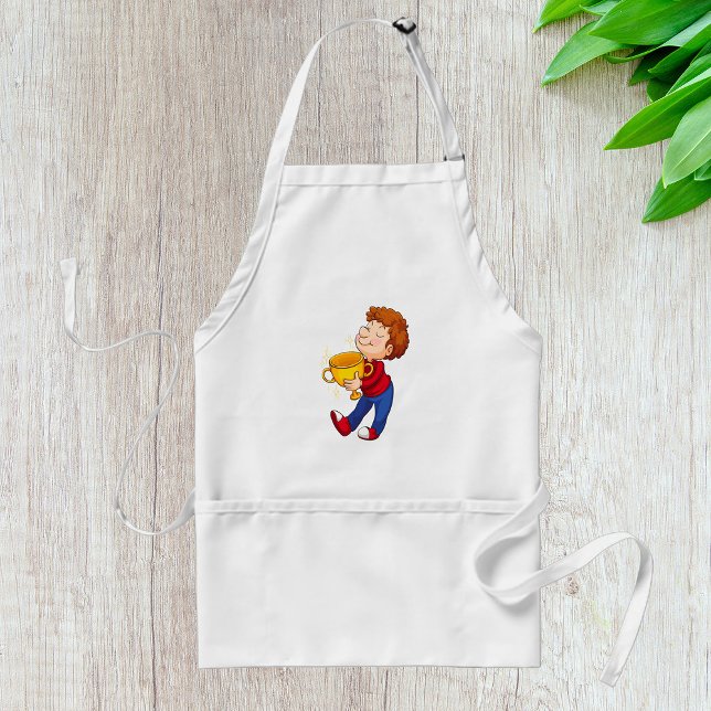 Junge Holding Golden Trophy Award Gewinner Schürze (Von Creator hochgeladen)