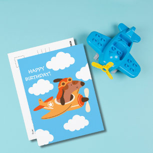 Junge Hunde Pilot Flug Flugzeug zum Geburtstag Nie Postkarte