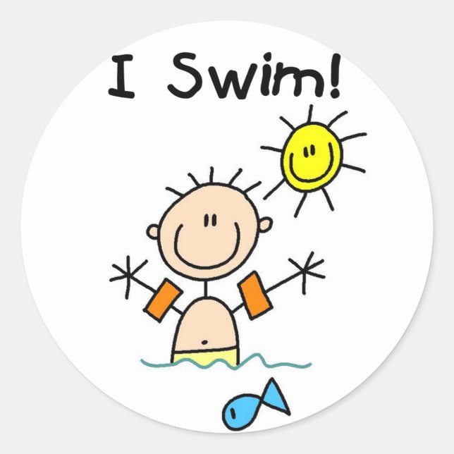 Junge I Swim Sticker (Vorderseite)