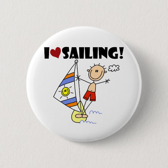 Junge, ich liebe Segeln Button (Vorderseite)