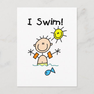 Junge ich schwimme T - Shirt und Geschenke Postkarte