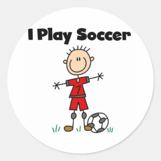 Junge ich spiele Fußball Runder Aufkleber
