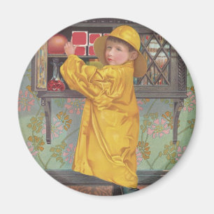 Junge im Regenmantel Magnet