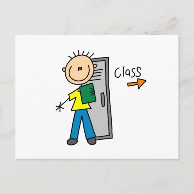 Junge in der Schule Postkarte (Vorderseite)