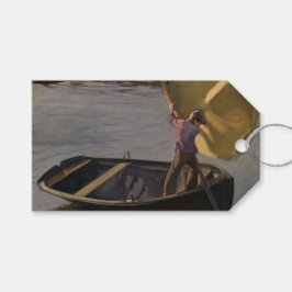 Junge in einem Sailboat am Fluss (von Magnus Encke Geschenkanhänger