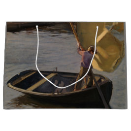 Junge in einem Sailboat am Fluss (von Magnus Encke Große Geschenktüte