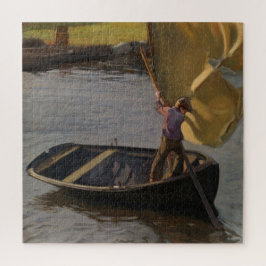Junge in einem Sailboat am Fluss (von Magnus Encke Puzzle