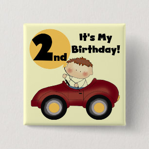 Junge in Red Car 2. Geburtstag Hemden und Geschenk Button