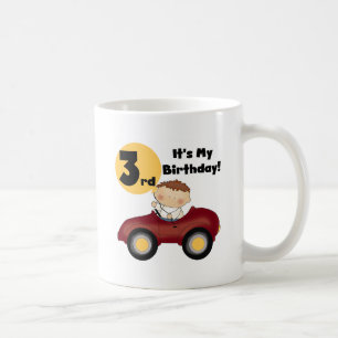 Junge in Red Car 3. Geburtstag T - Shirt und Gesch Tasse