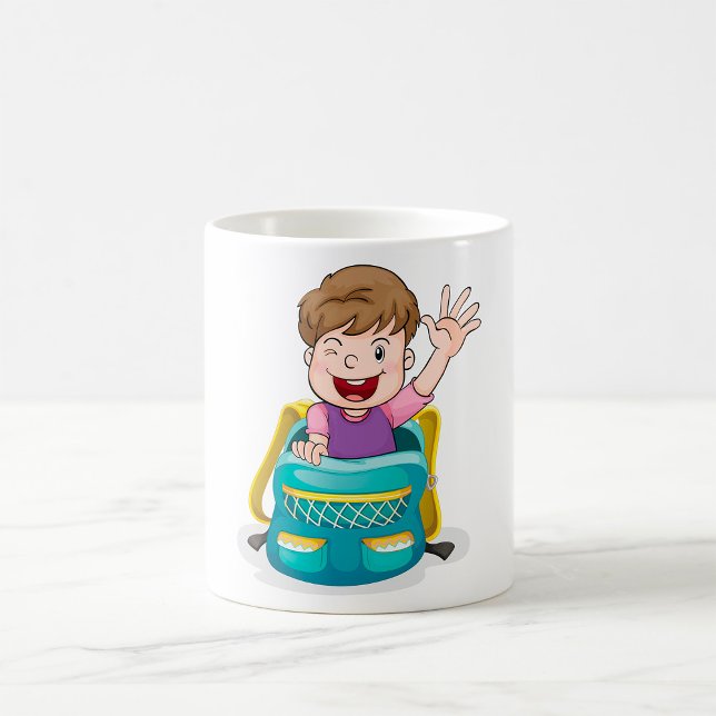 Junge in Rucksack Wave Fun School Kind Kaffeetasse (Von Creator hochgeladen)