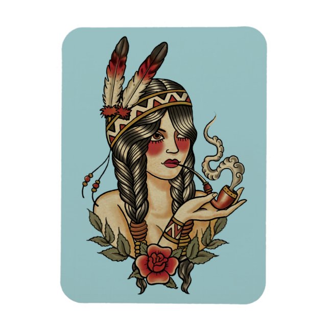 Junge indianische Frau Magnet (Vertikal)