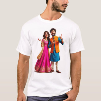 Junge indische Paare in schönen ethnischen Outfits T-Shirt