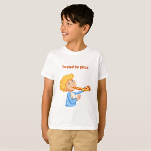 Junge isst eine riesige Scheibe Pizza T-Shirt