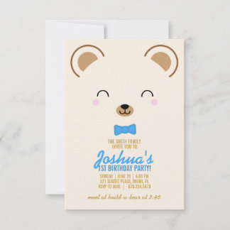 Junge JA ALGE Teddy BAR BIRTHDAY Party blau Einladung