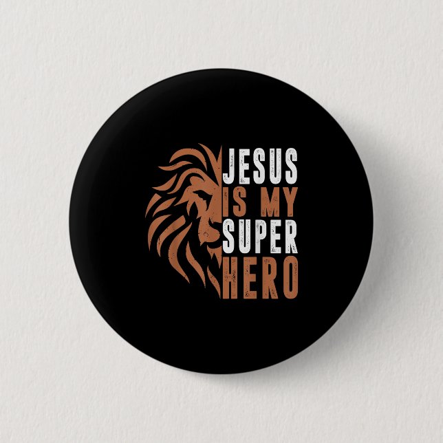 Junge Jesus ist mein Superheld Christlicher Gott S Button (Vorderseite)