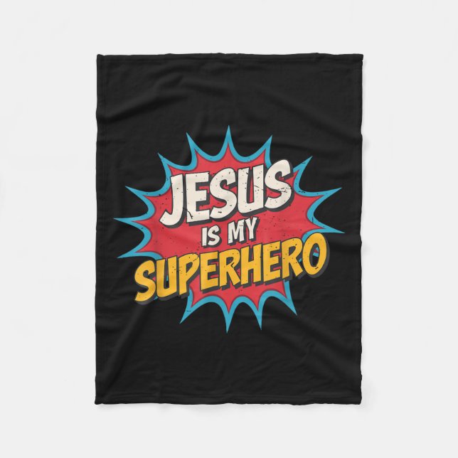 Junge Jesus ist mein Superheld Christlicher Gott S Fleecedecke (Vorderseite)