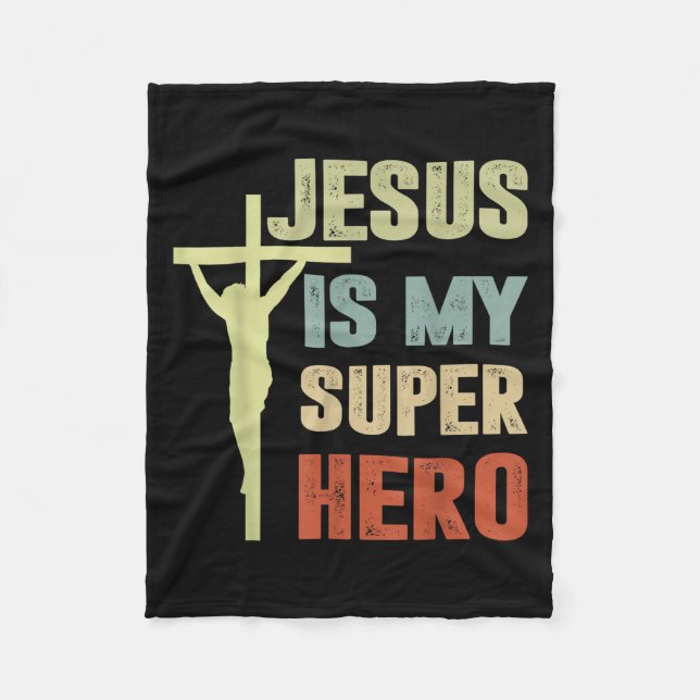 Junge Jesus ist mein Superheld Christlicher Gott S Fleecedecke (Vorderseite)