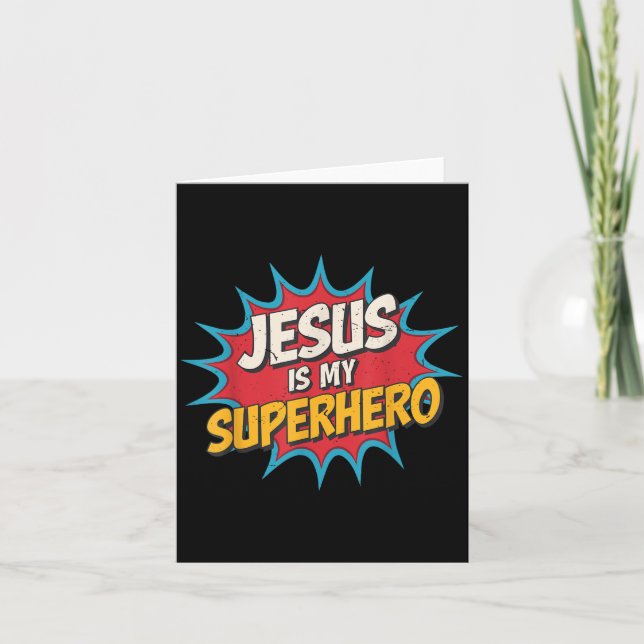 Junge Jesus ist mein Superheld Christlicher Gott S Karte (Vorderseite)