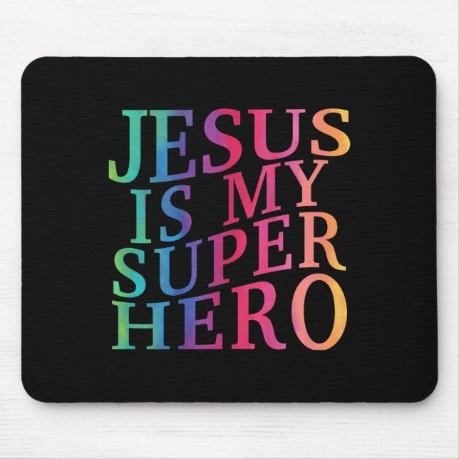 Junge Jesus ist mein Superheld Christlicher Gott S Mousepad (Vorne)