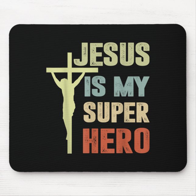 Junge Jesus ist mein Superheld Christlicher Gott S Mousepad (Vorne)